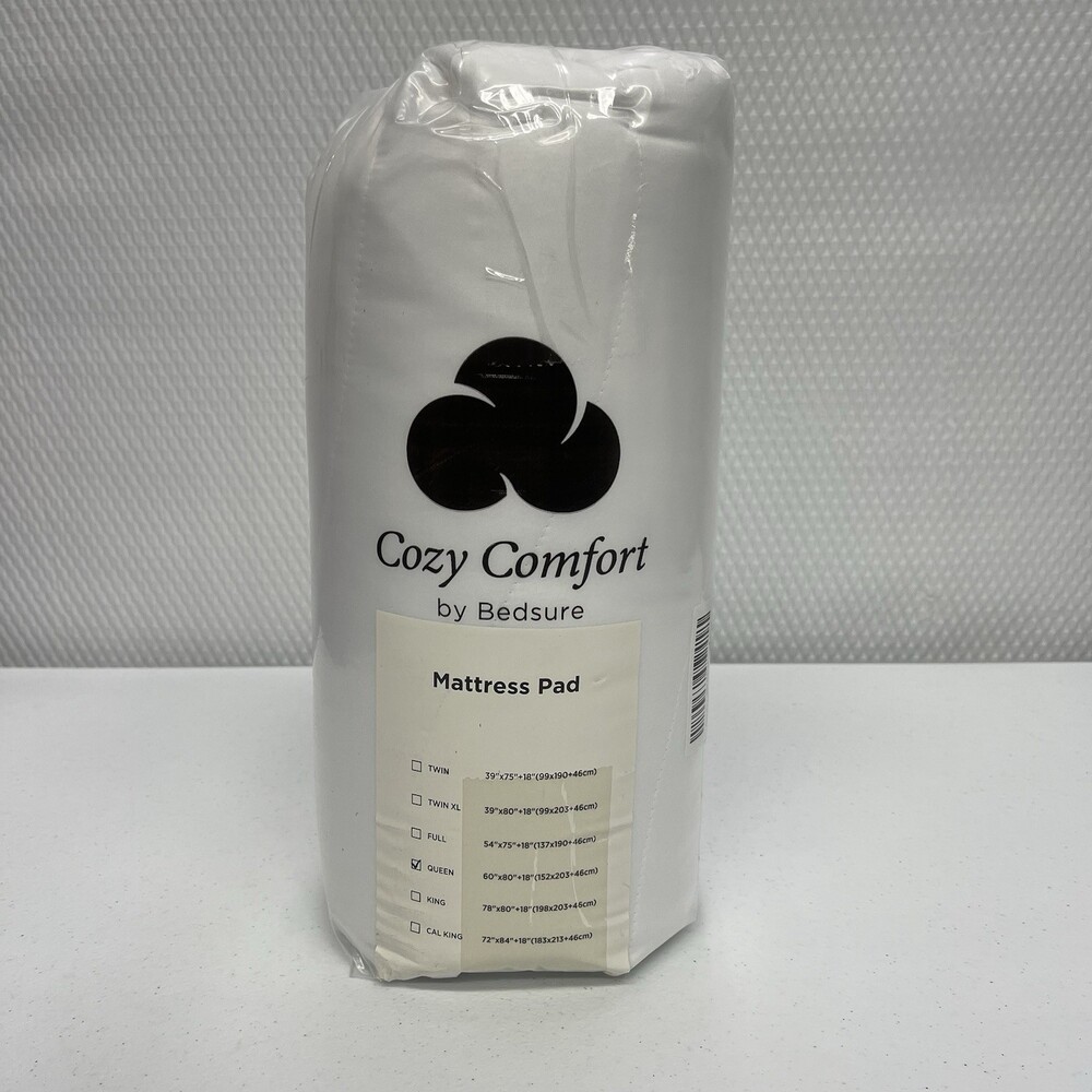 Bedsure Cozy Comfort Mattress Pad Queen White Fitted Mattress Topper New
